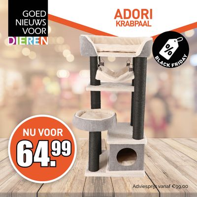 BLACK FRIDAY DEAL Krabpaal Jasper Grijs|Zwart|Wit 48x40x110 cm