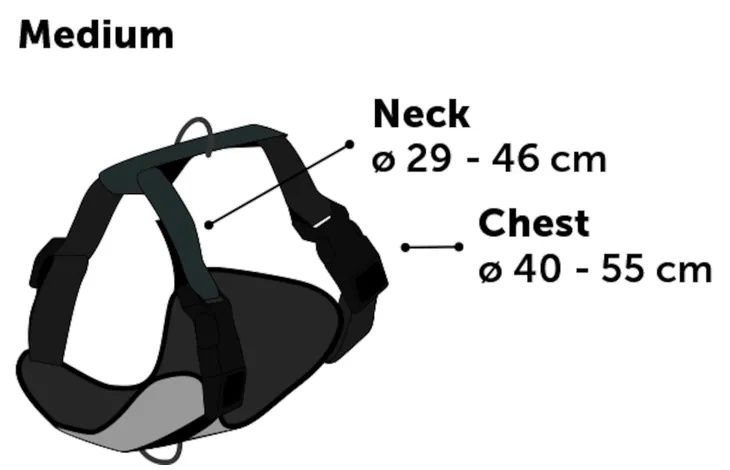 H-Harnas Milou Grijs, Afmeting: M 29-46cm 20mm