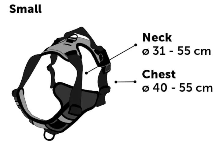 Harnas Balou Black - Zwart, Afmeting: S 40-55 cm x 2 cm