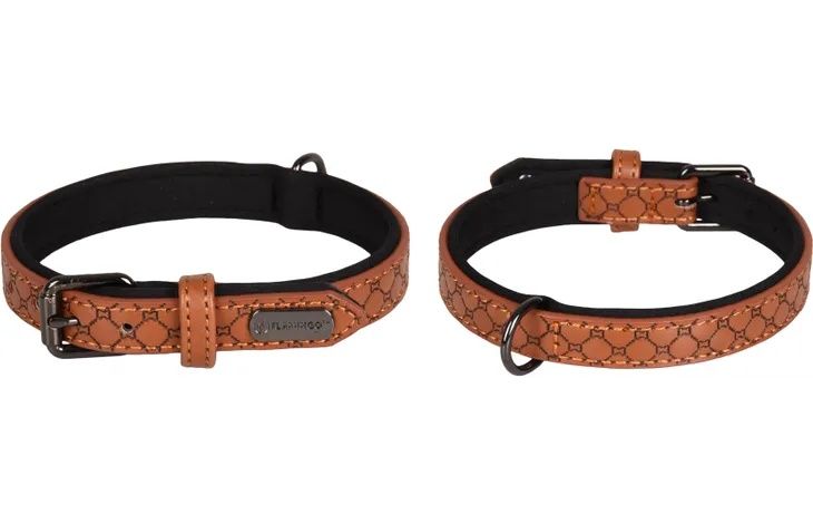 Halsband met neopreen Patti grijs of bruin, Afmeting: Bruin S 29-35cm