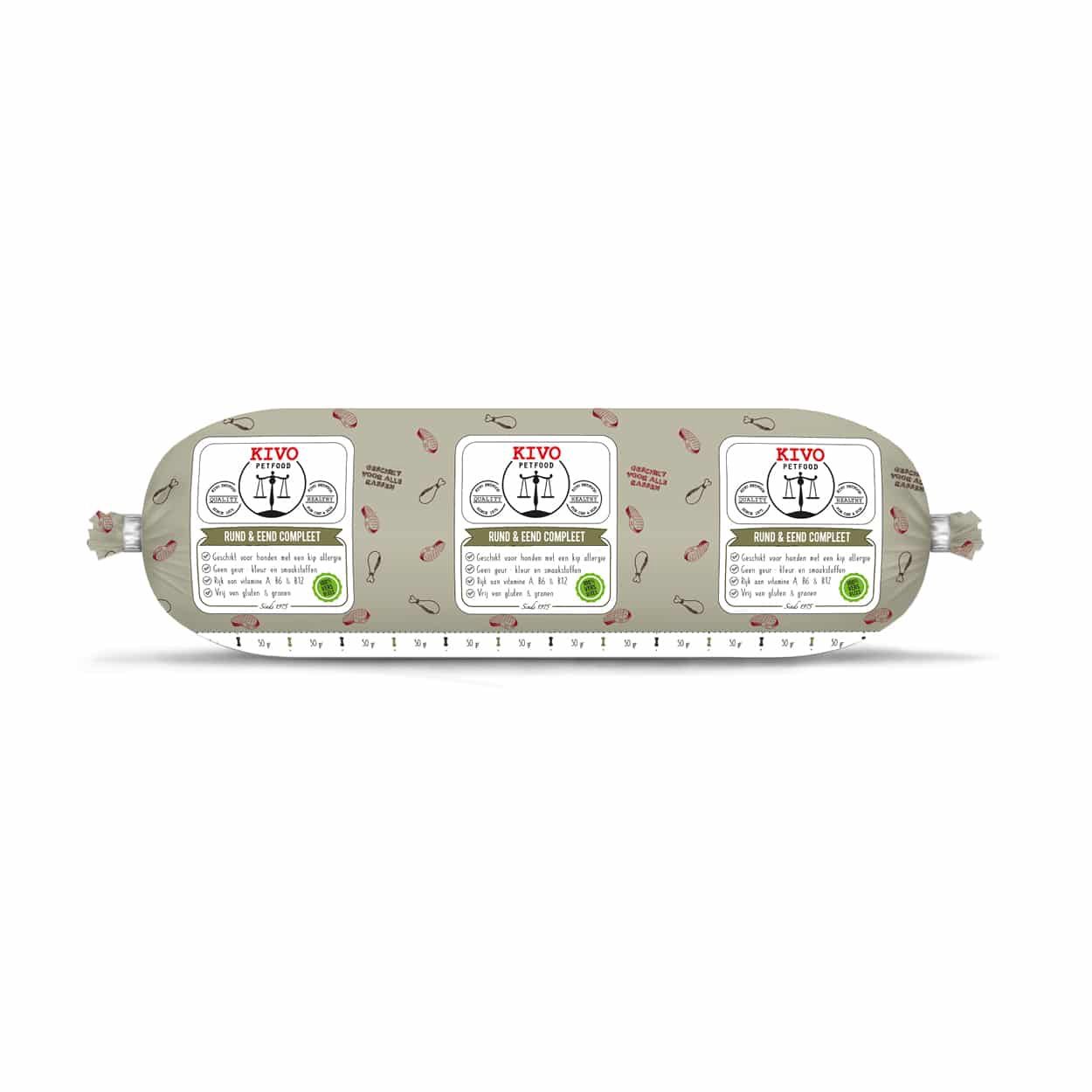 KIVO Rund &amp; Eend Compleet 500gr (Diepvries), Gewicht: 500 gram