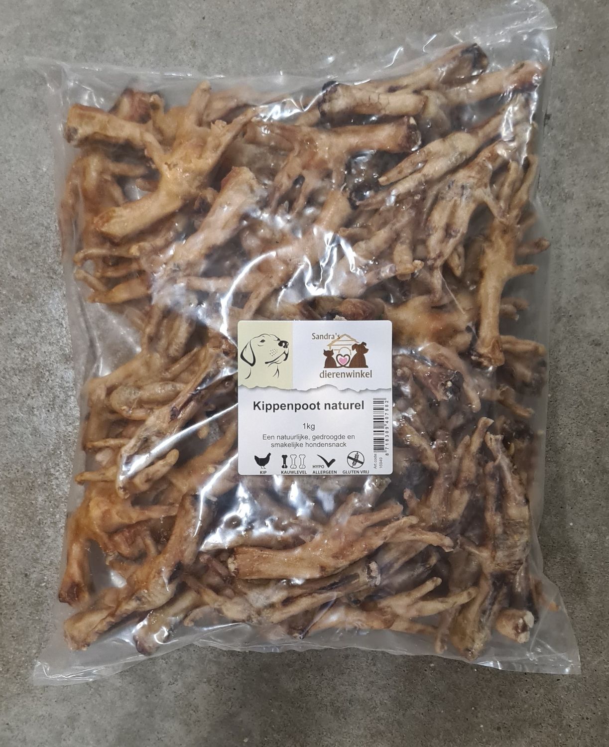 Kippenpootjes naturel 1kg, Gewicht: 1 kilo