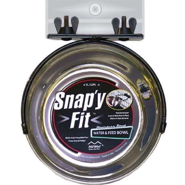 Snap'y Fit RVS voer- en drinkbak, Afmeting: Ø13x4,5cm - 296 ml