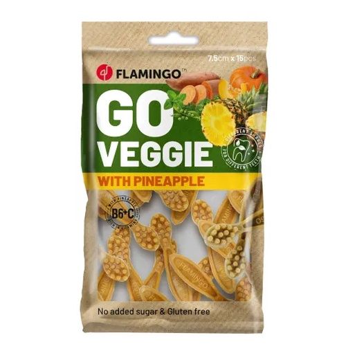 Snack Veggie Tandenborstel 7.5cm 15 stuks, Smaak: Ananas
