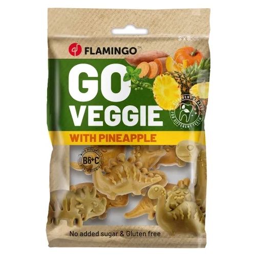 Snack Veggie Dino 8stuks, Smaak: Ananas
