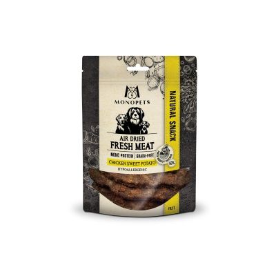 Monopets air dried snacks 100gr, Smaak: Filet Chicken met zoete aardappel