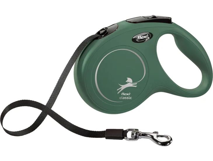 Flexi Rollijn Classic Band Olijfgroen, Afmeting: S | 500cm L  tot 15kg