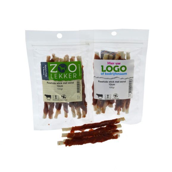 Rawhide stick met eend 12cm