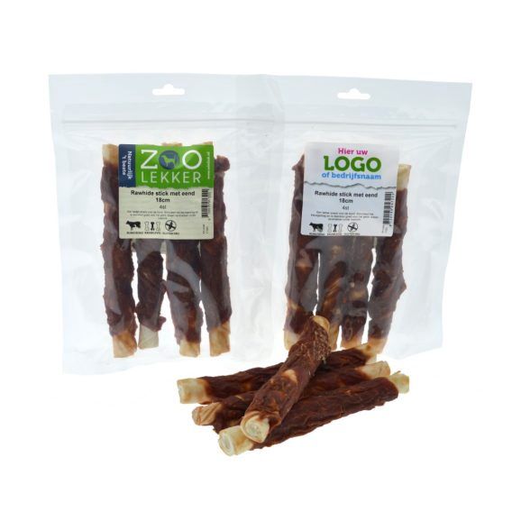 Rawhide stick met eend 18cm