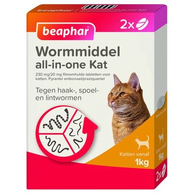 Wormmiddel All-in-One kat 2 stuks