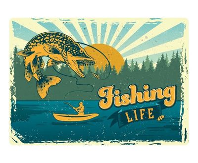 Bord blik Fishing Life