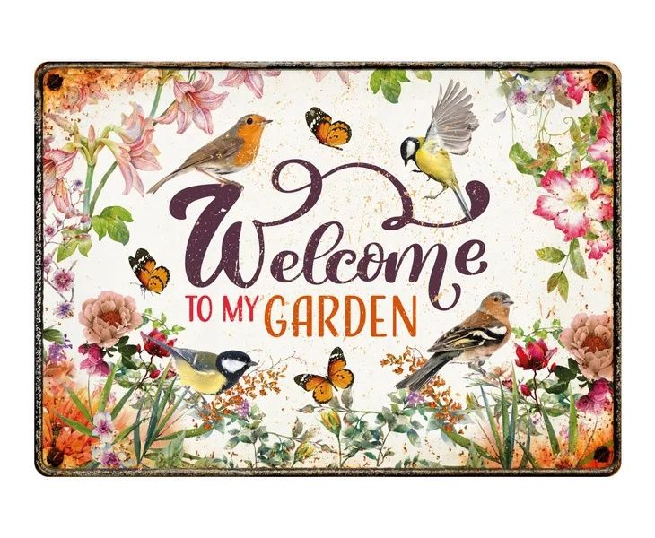 Bord blik Welcome To My Garden