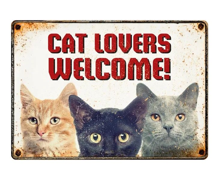 Bord blik Cat Lovers Welcome