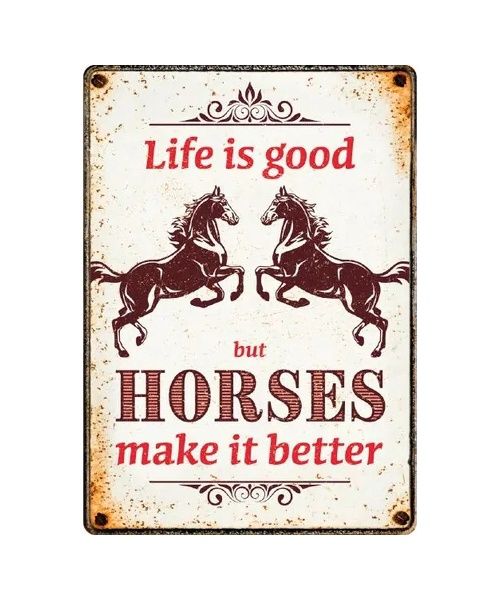 Bord blik Life is good Horses make it better