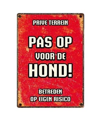 Bord Blik Rood Pas Op vd Hond