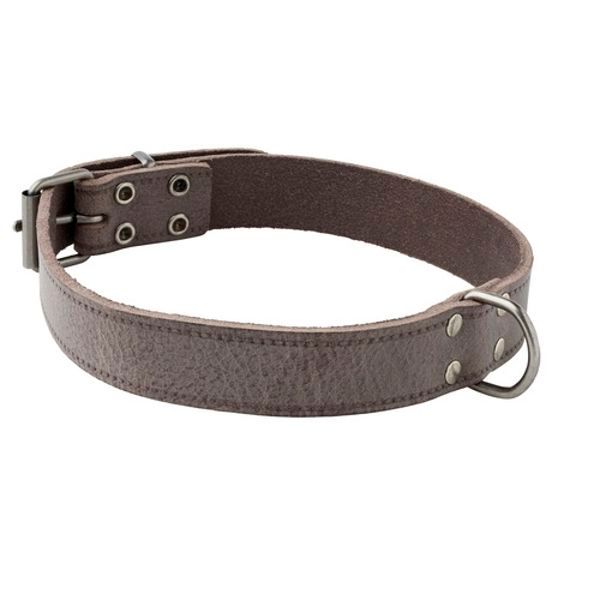 Halsband vintage leder geniet Bruin, Afmeting: M 45x1,8 cm