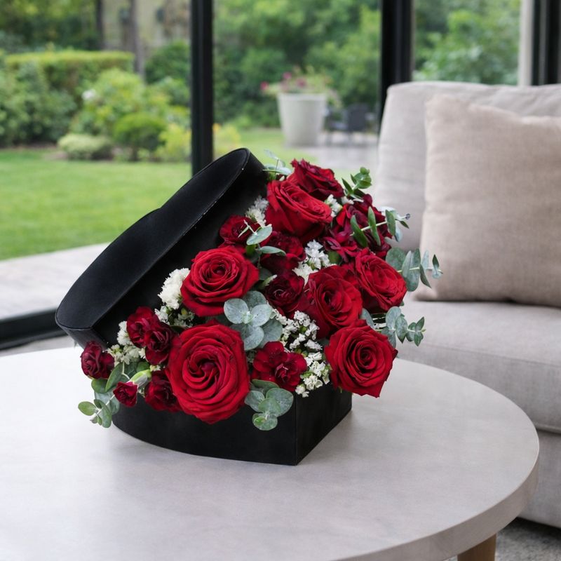 Caja corazón con rosas