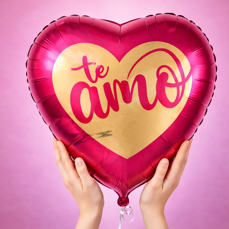 Globo metálico corazón te amo
