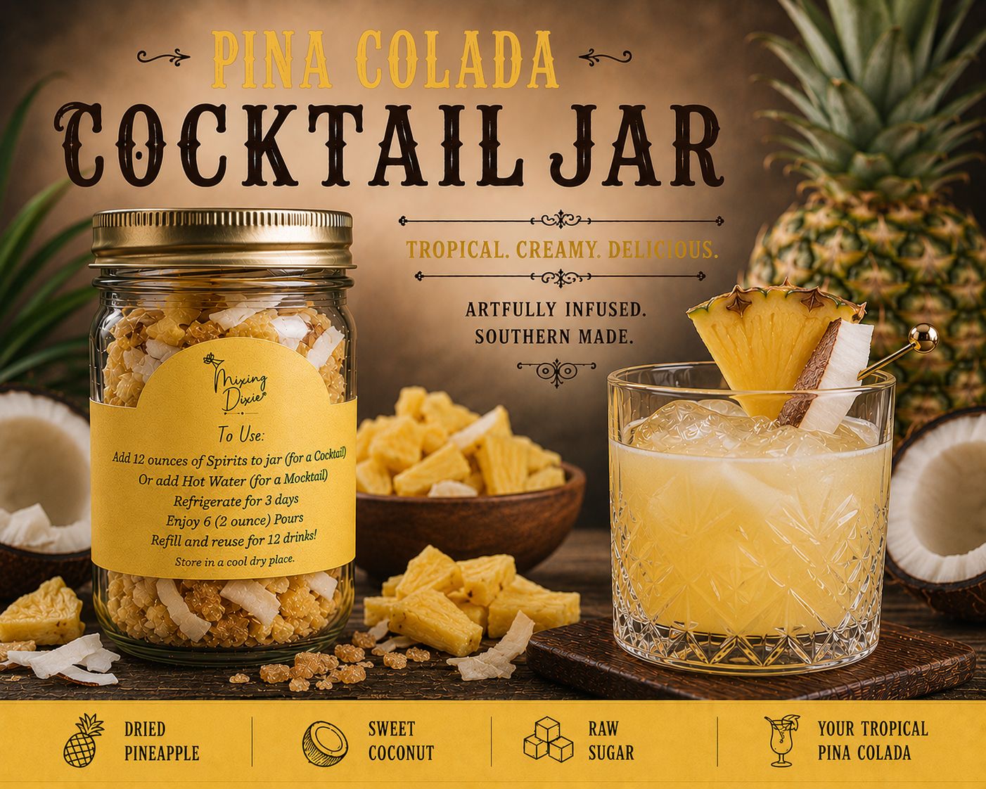 Pina Colada Cocktail Infusion Jar