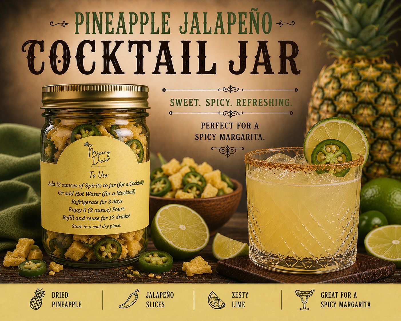 Pineapple Jalapeno Craft Cocktail Infusion Jar