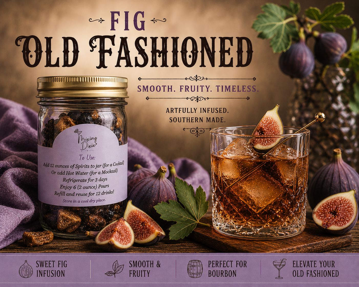 Fig Old Fashioned Craft Cocktail Infusion Jar