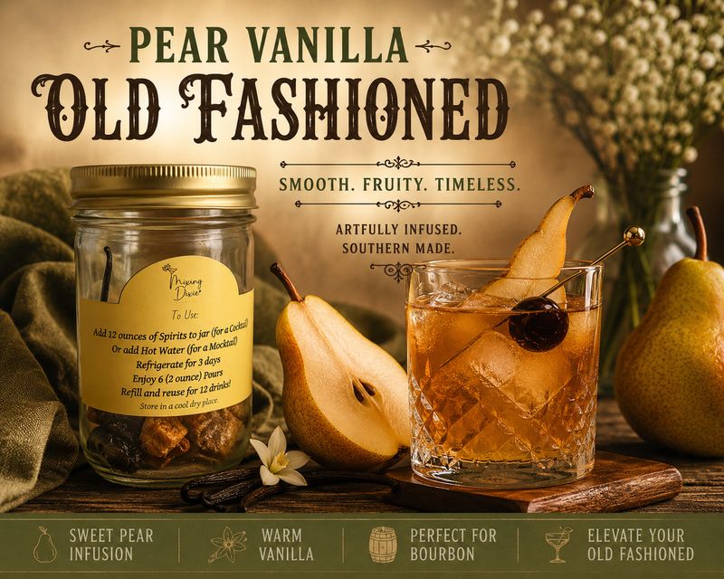 Vanilla Pear Old Fashioned Craft Cocktail Infusion Jar