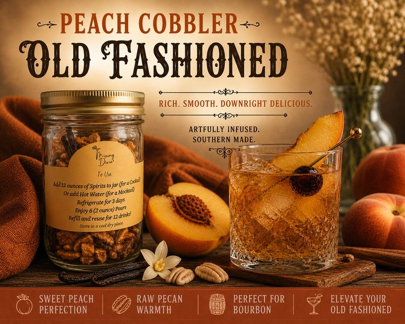 Peach Cobbler Old Fashioned Craft Cocktail Infusion Jar