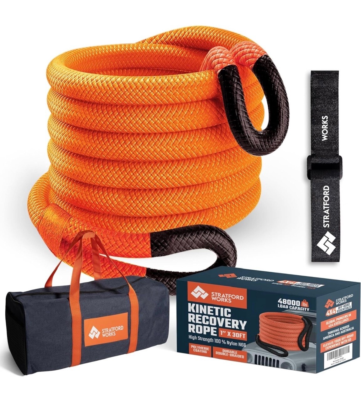 Tow Rope - 48,000 lbs Capacity - 30 feet Kinetic Recovery rope