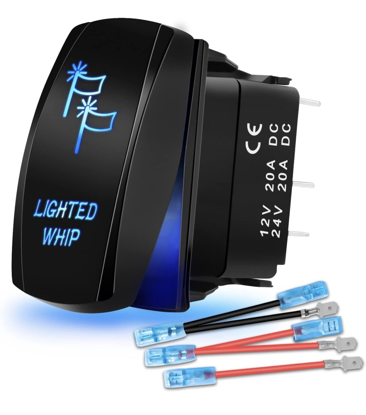Lighted Whip Rocker Switch (blue)