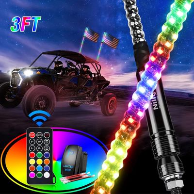 Nilight 2PCS 3FT Spiral RGB Led Whip Light