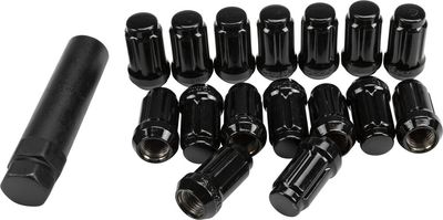 AWC 12mmx1.5 Lock Style Lug Nuts Black with Key (16pk)   RLUG-CS20B