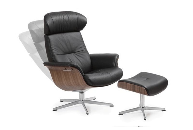 Timeout Chair &  Ottoman - Black/ Walnut
