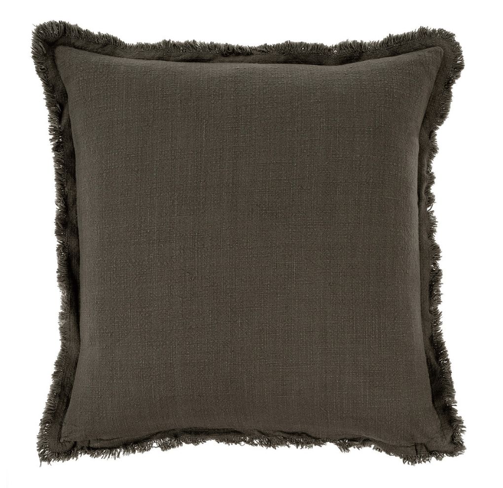 Frayed Edge linen pillow, grey