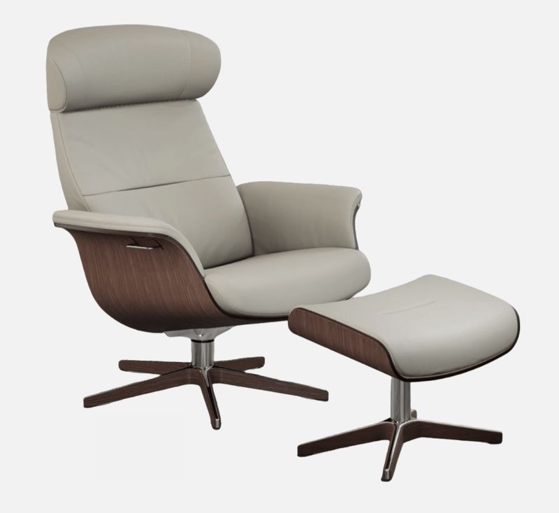 Timeout High chair & ottoman - Cement/ Walnut