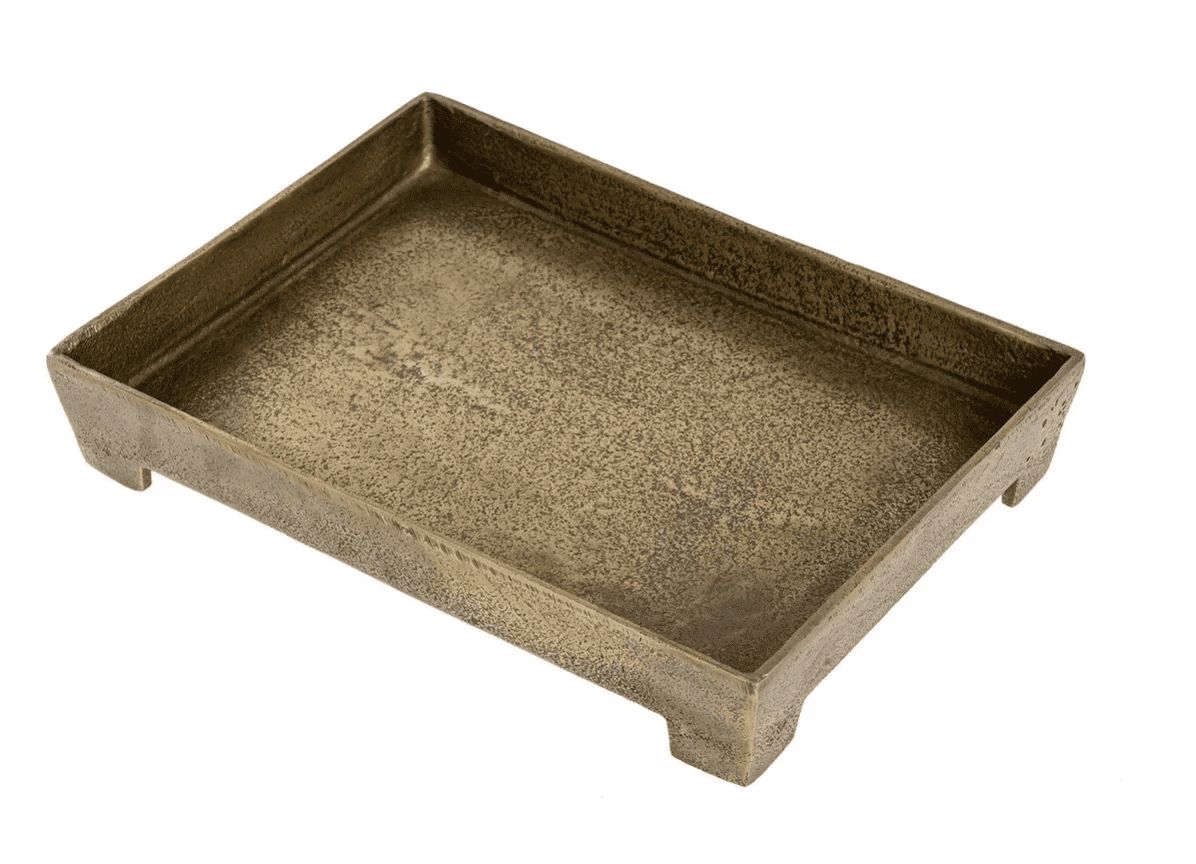 Footed tray, gold
