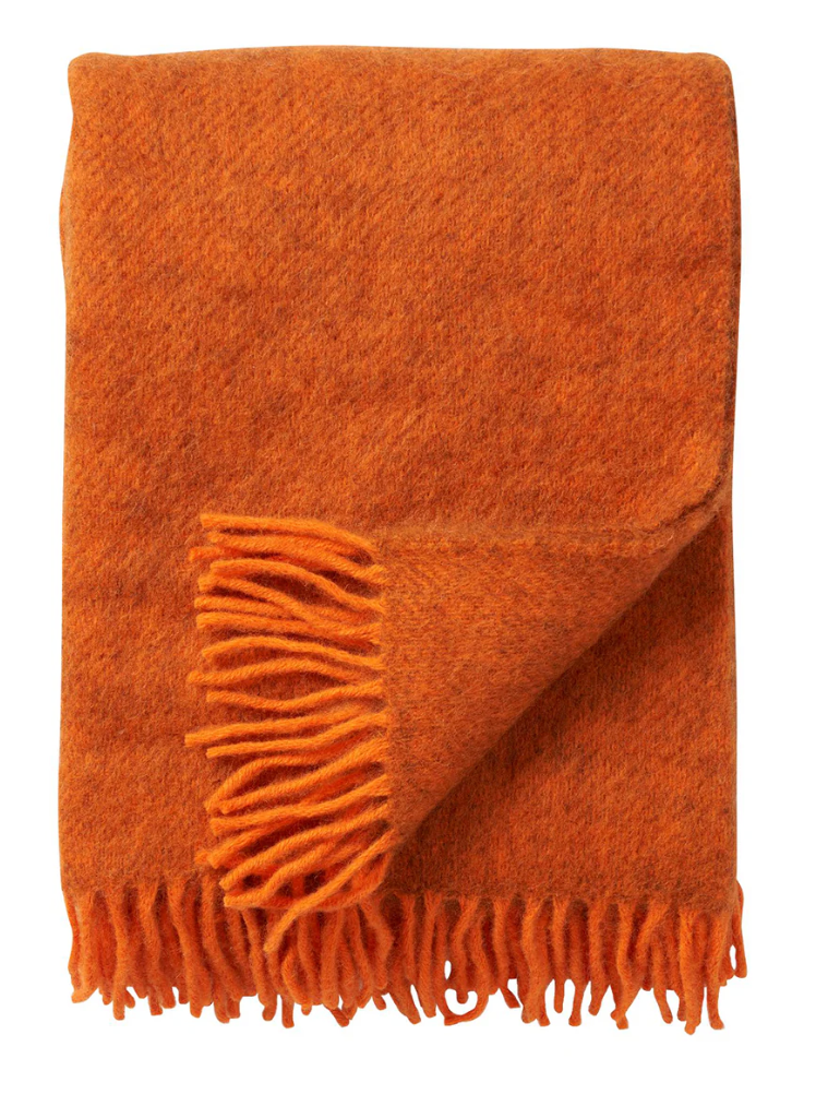 Gotland wool throw blanket, orange