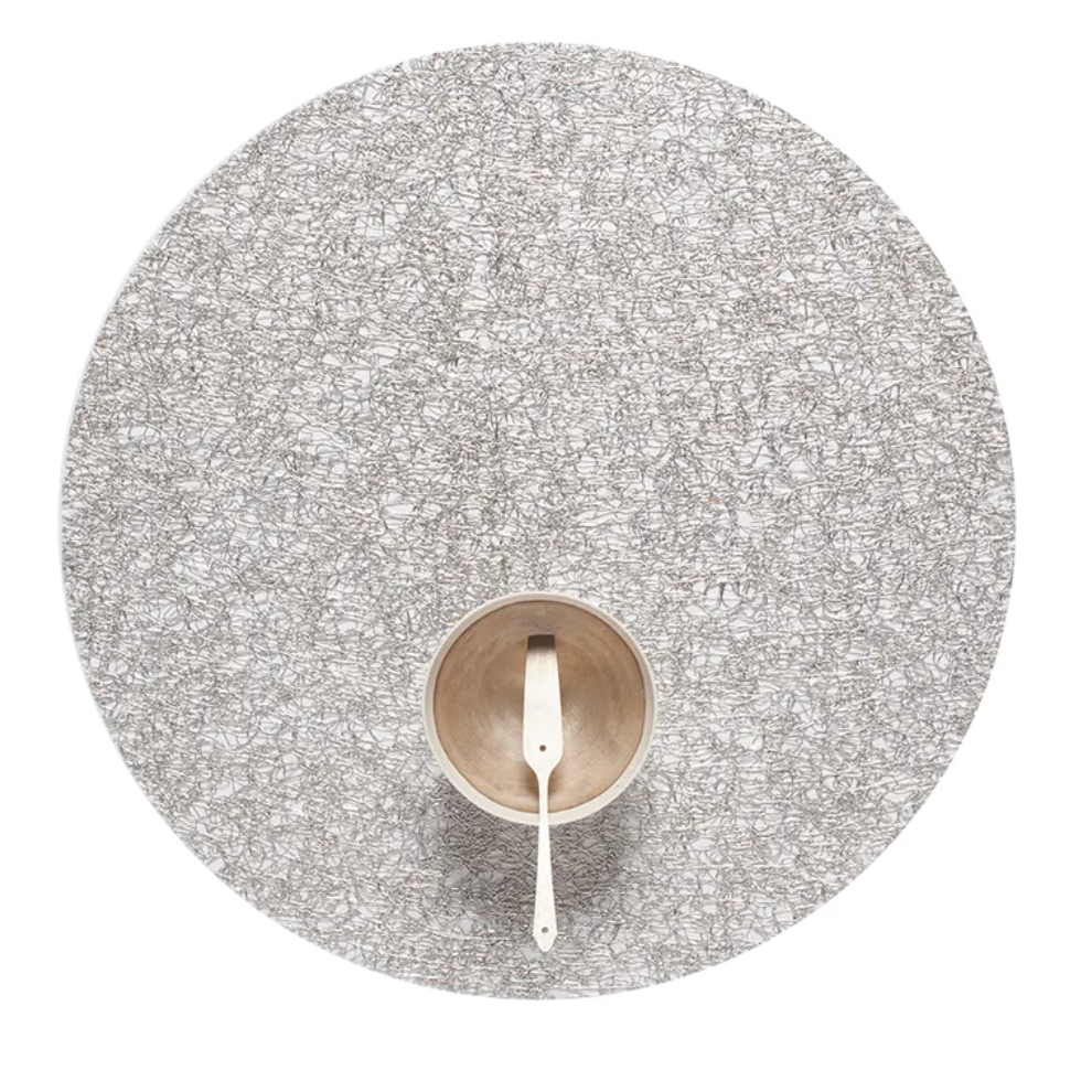 Metallic Lace round placemat, silver