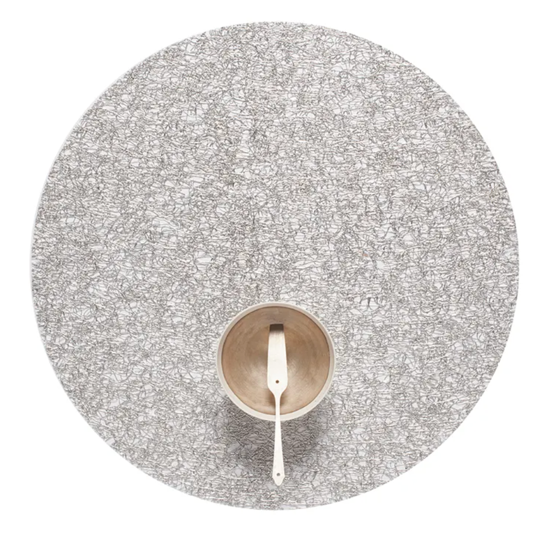 Metallic Lace round placemat, silver