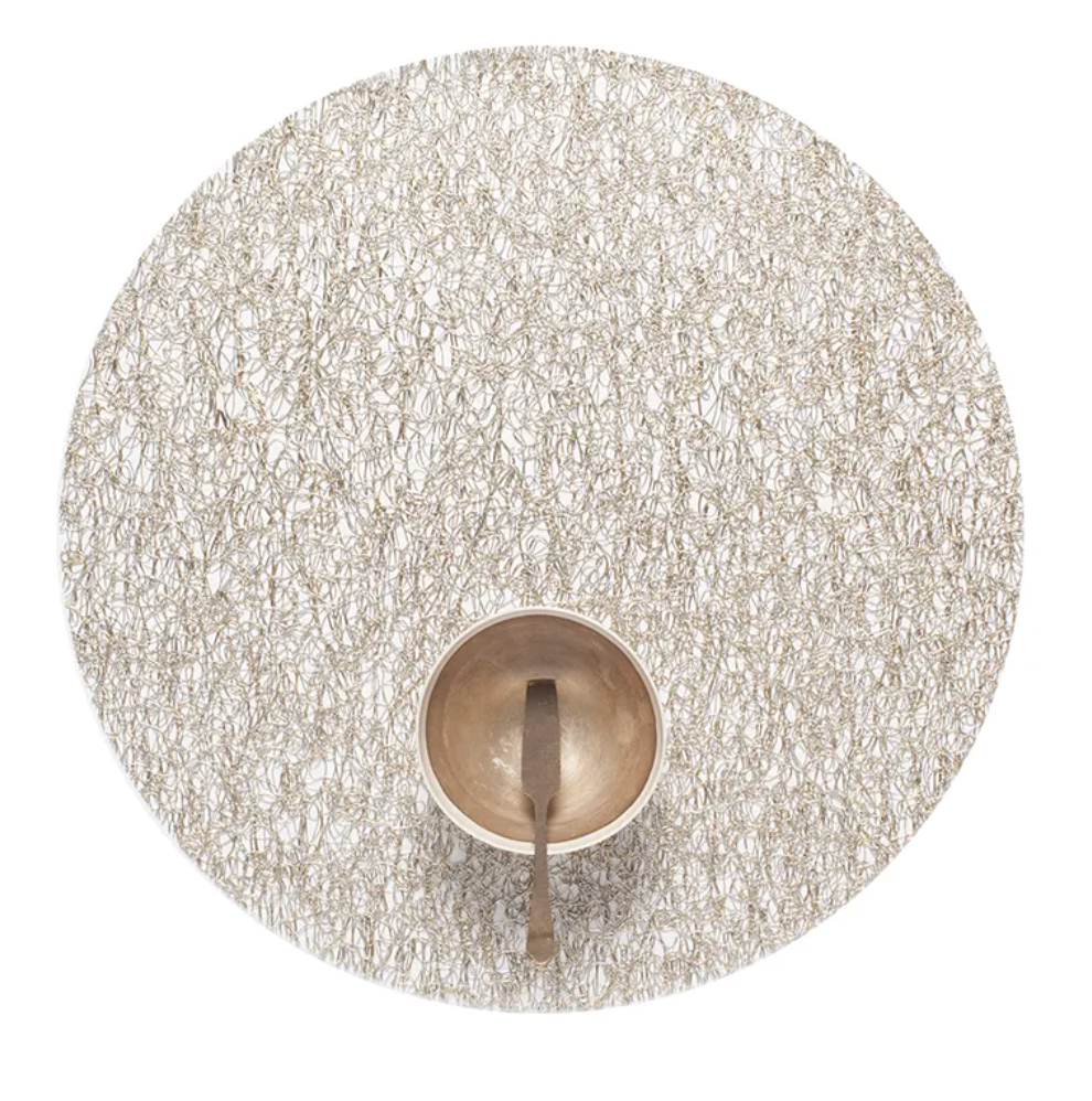 Metallic Lace round placemat, gold