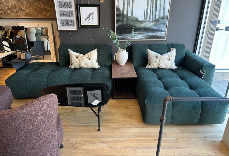 Chess sectional, with incorporated side table