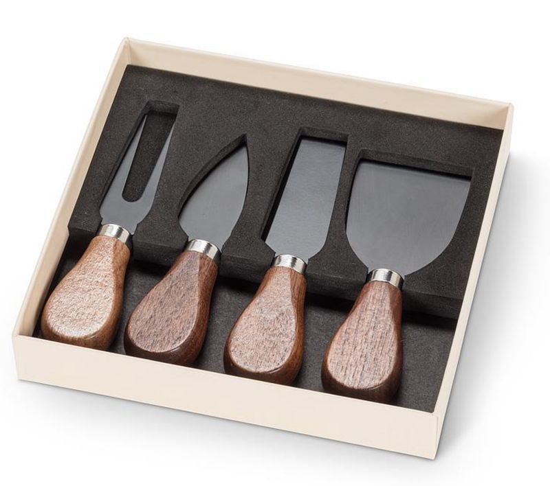 Fromage, walnut & onyx finish cheese knives
