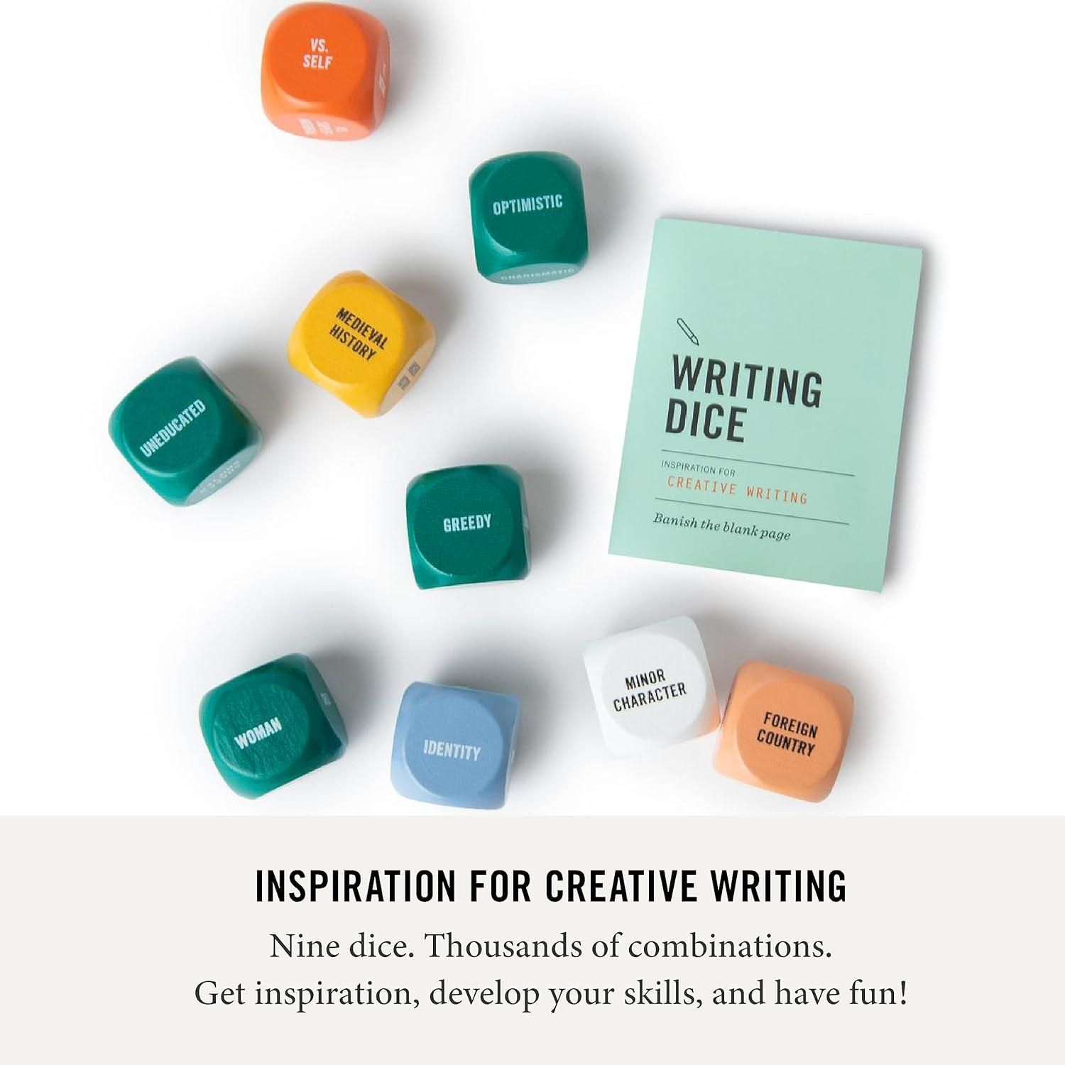 Two Tumbleweeds Writing Dice - Creative Writing Game for Adults, Writers & Teachers - Set of 9 Dice for Story Inspiration - Gifts for Writers
