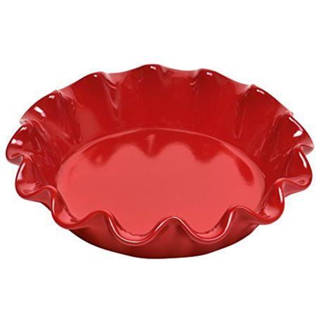 Emile Henry Made in France Burgundy Ruffled Pie Dish 10.5" x2.5"