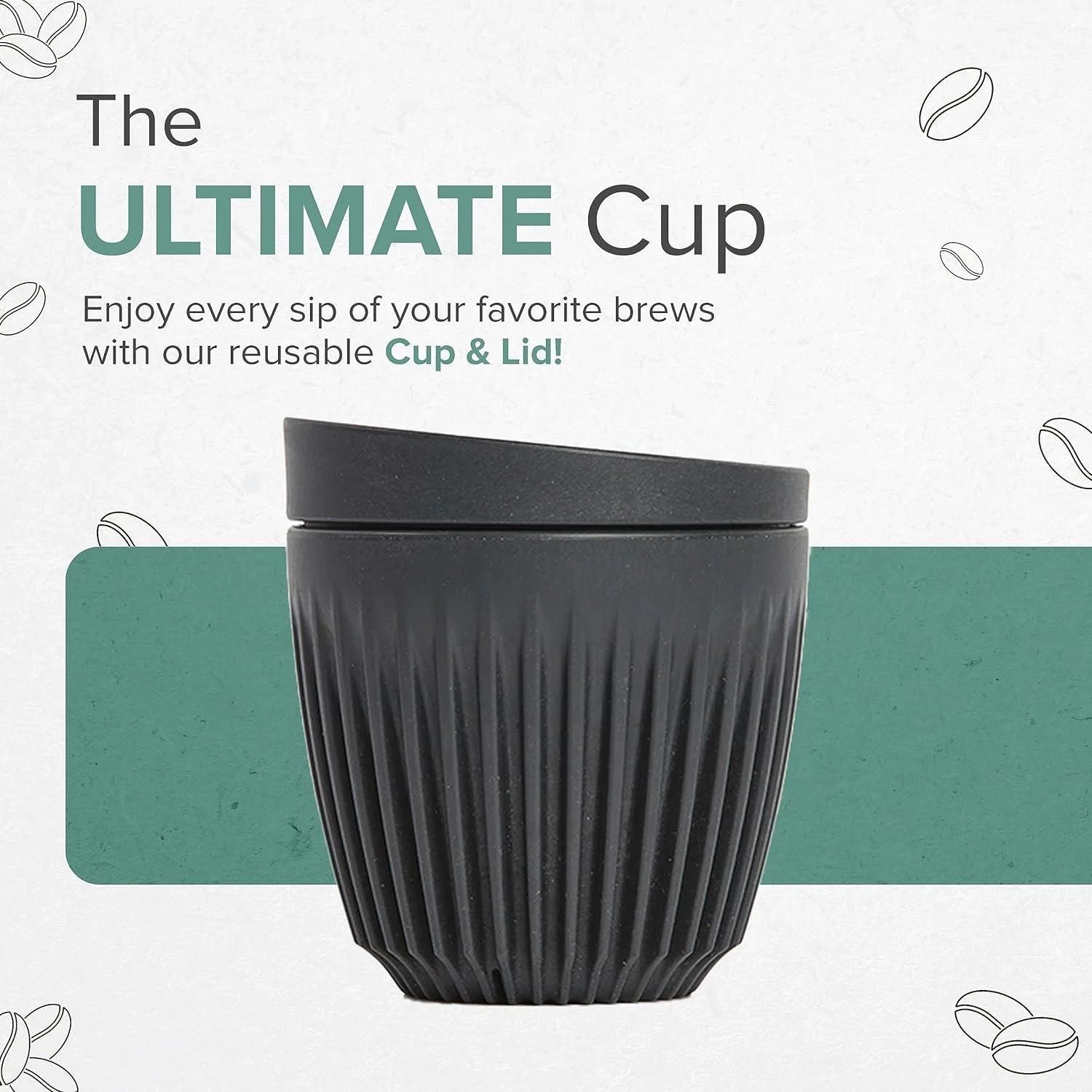 Coffee Cups with Lids - Reusable Coffee Cup with Unique Fins for Espresso, Cappuccino, Americano, Mocha