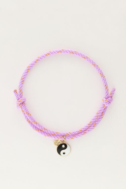 My Jewellery Bracelet cord lilac yinyang Goud, Size: OS