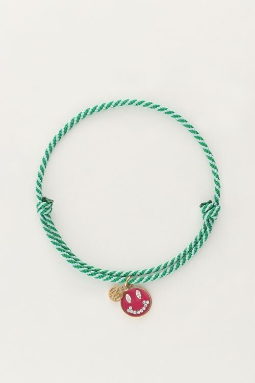 My Jewellery Bracelet cord green smiley Goud, Size: OS