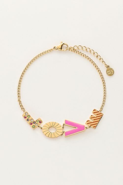 My Jewellery Bracelet letters love pink Goud, Size: OS