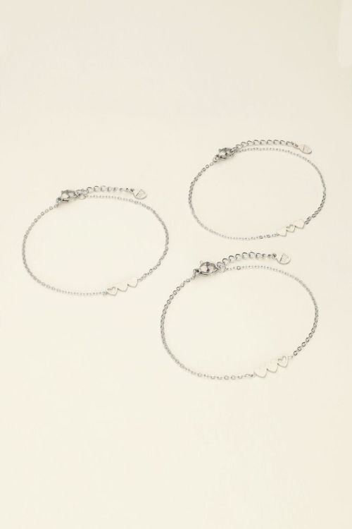 My Jewellery Bracelet set 3 hearts Zilver
