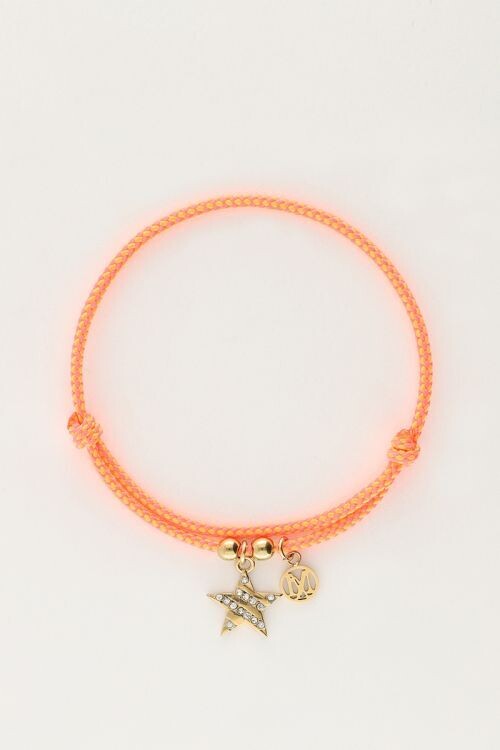 My Jewellery Bracelet cord orange star Goud, Size: OS