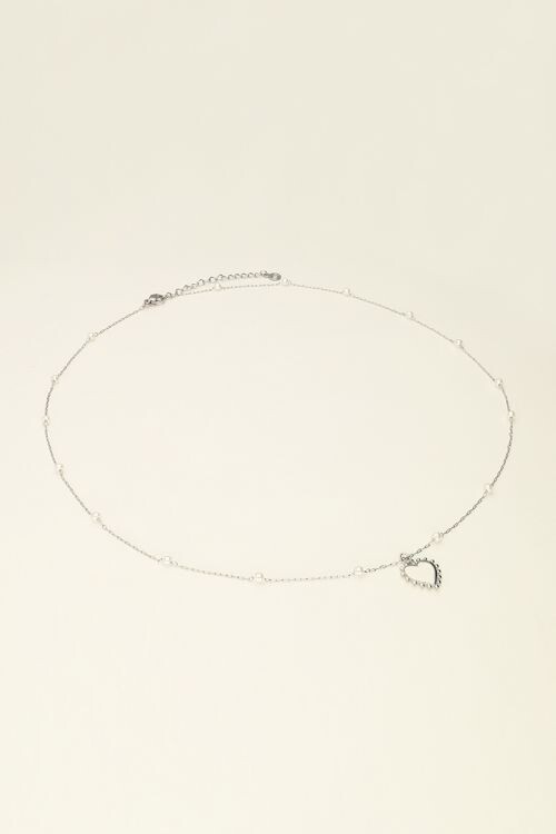 My Jewellery Necklace mini pearl &amp; heart Zilver